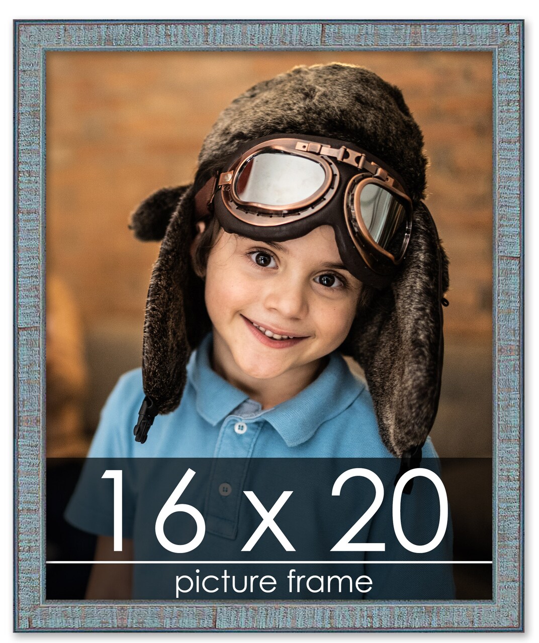 Textured Blue Picture Frame - UV Acrylic, Foam Board Backing, Hanging Hardware